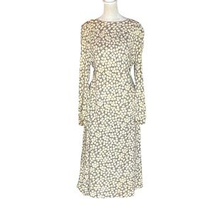 DIANE VON FURSTENBERG 70s Vintage Dusk Purple Ivory Flower Print Dress 10*